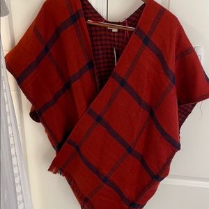 NWT LOFT Reversible Red and Navy Shawl - Size XS/S